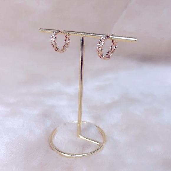 Nine West Braided Rope Gold tone Huggie Earrings - Picture 2 of 3